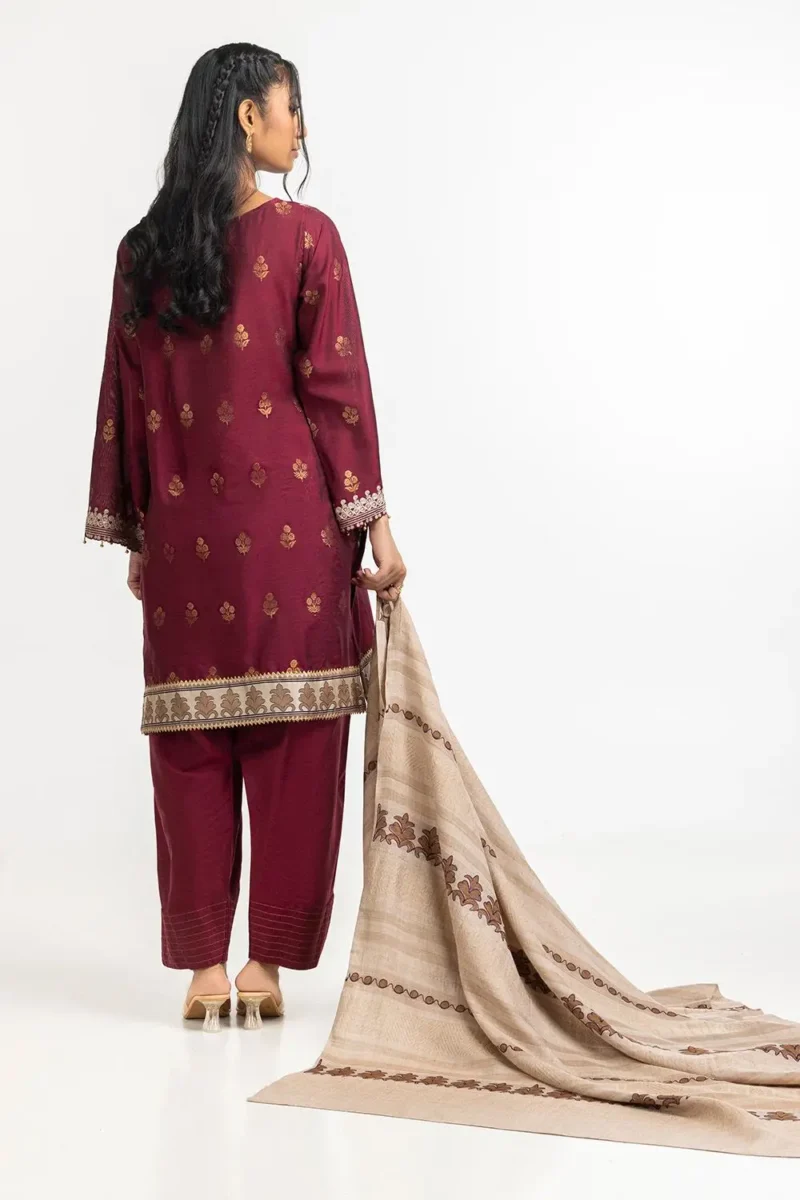 3 Piece Jacquard Embroidered Suit IUSTKSD-367 - Image 5