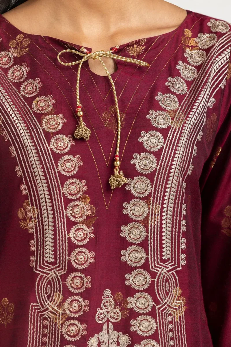 3 Piece Jacquard Embroidered Suit IUSTKSD-367 - Image 6